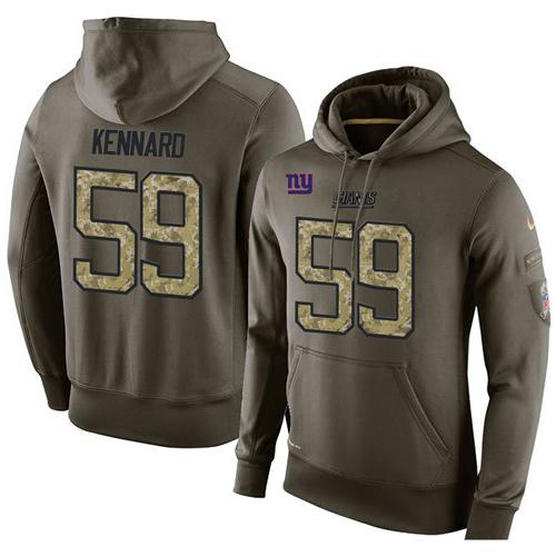 NFL Men's Nike New York Giants #59 Devon Kennard Stitched Green Olive Salute To Service KO Performance Hoodie