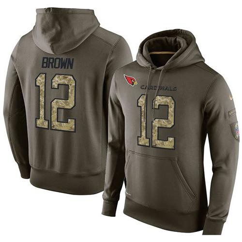 NFL Men's Nike Arizona Cardinals #12 John Brown Stitched Green Olive Salute To Service KO Performance Hoodie