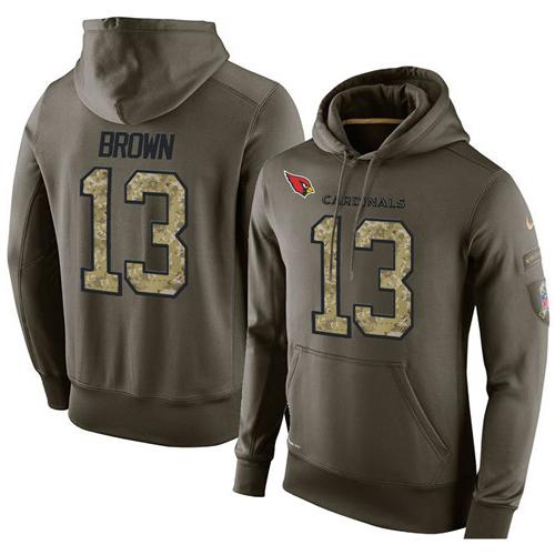 NFL Men's Nike Arizona Cardinals #13 Jaron Brown Stitched Green Olive Salute To Service KO Performance Hoodie