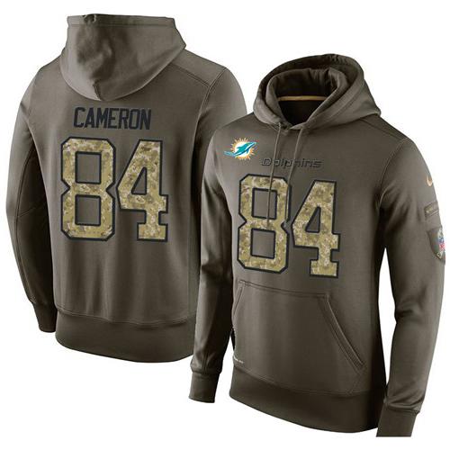 NFL Men's Nike Miami Dolphins #84 Jordan Cameron Stitched Green Olive Salute To Service KO Performance Hoodie