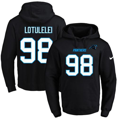 Nike Panthers #98 Star Lotulelei Black Name & Number Pullover NFL Hoodie