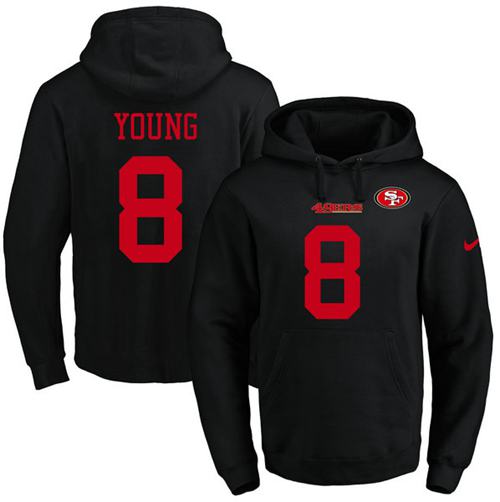 Nike 49ers #8 Steve Young Black Name & Number Pullover NFL Hoodie