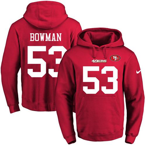 Nike 49ers #53 NaVorro Bowman Red Name & Number Pullover NFL Hoodie