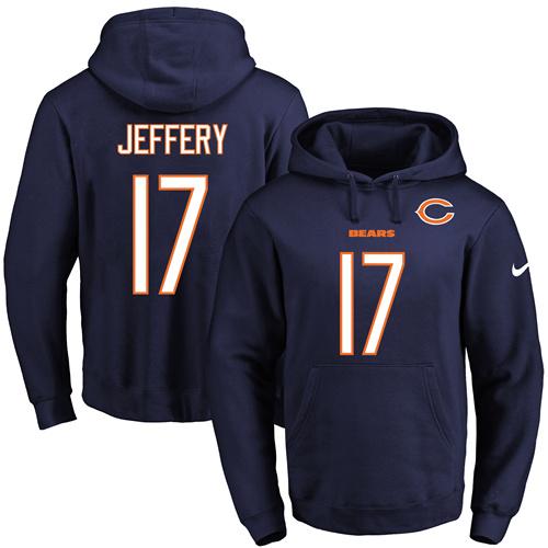 Nike Bears #17 Alshon Jeffery Navy Blue Name & Number Pullover NFL Hoodie