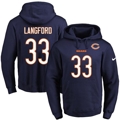 Nike Bears #33 Jeremy Langford Navy Blue Name & Number Pullover NFL Hoodie