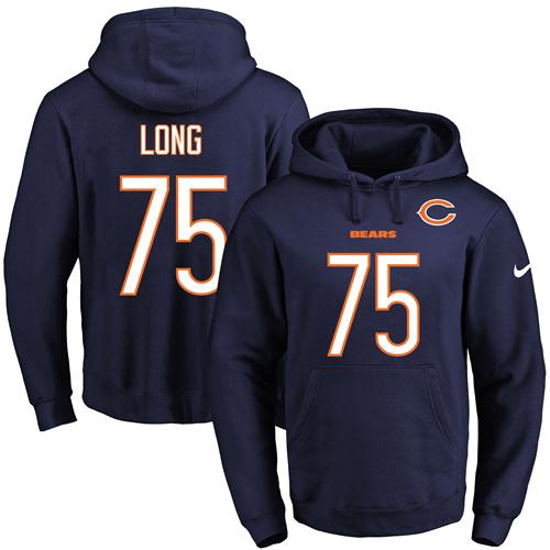 Nike Bears #75 Kyle Long Navy Blue Name & Number Pullover NFL Hoodie