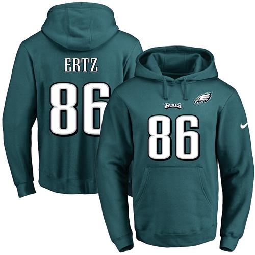 Nike Eagles #86 Zach Ertz Midnight Green Name & Number Pullover NFL Hoodie