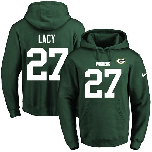 Nike Packers #27 Eddie Lacy Green Name & Number Pullover NFL Hoodie - Click Image to Close