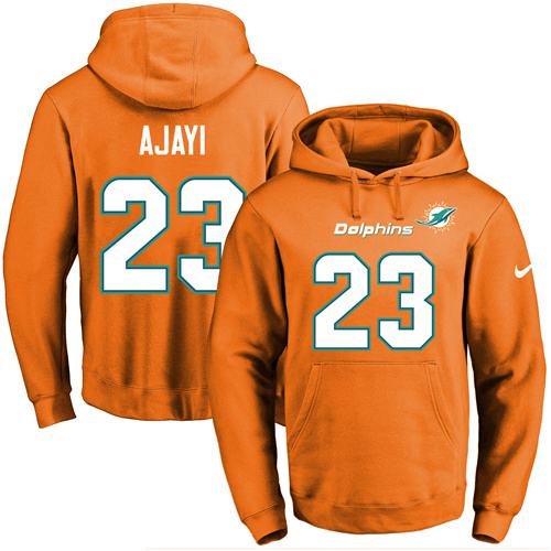 Nike Dolphins #23 Jay Ajayi Orange Name & Number Pullover NFL Hoodie