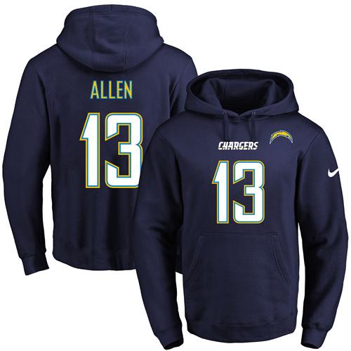 Nike Chargers #13 Keenan Allen Navy Blue Name & Number Pullover NFL Hoodie - Click Image to Close