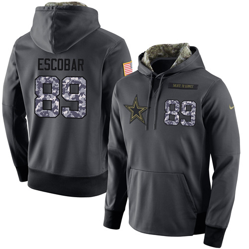 NFL Men's Nike Dallas Cowboys #89 Gavin Escobar Stitched Black Anthracite Salute to Service Player Performance Hoodie - Click Image to Close