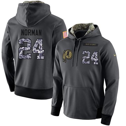 NFL Men's Nike Washington Redskins #24 Josh Norman Stitched Black Anthracite Salute to Service Player Performance Hoodie