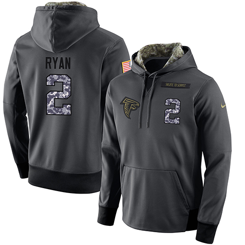 NFL Men's Nike Atlanta Falcons #2 Matt Ryan Stitched Black Anthracite Salute to Service Player Performance Hoodie