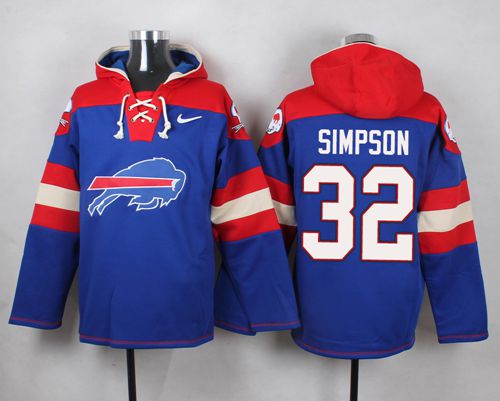 Nike Bills #32 O. J. Simpson Royal Blue Player Pullover NFL Hoodie