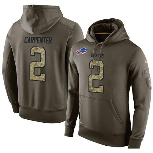 NFL Men's Nike Buffalo Bills #2 Dan Carpenter Stitched Green Olive Salute To Service KO Performance Hoodie - Click Image to Close