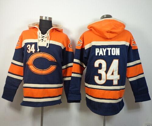 Nike Bears #34 Walter Payton Navy Blue Sawyer Hooded Sweatshirt NFL Hoodie