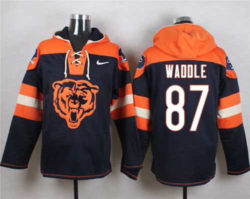 Nike Bears #87 Tom Waddle Navy Blue Player Pullover NFL Hoodie