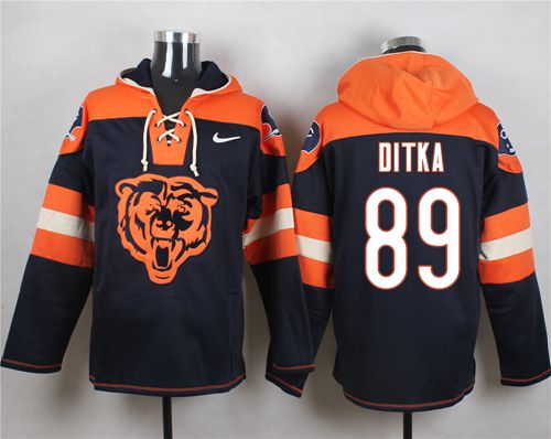 Nike Bears #89 Mike Ditka Navy Blue Player Pullover NFL Hoodie