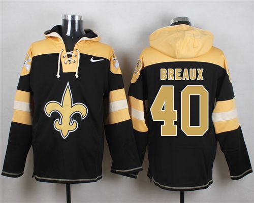 Nike Saints #40 Delvin Breaux Black Player Pullover NFL Hoodie