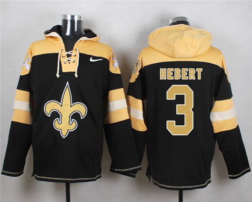 Nike Saints #3 Bobby Hebert Black Player Pullover NFL Hoodie