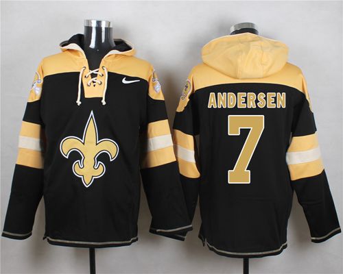 Nike Saints #7 Morten Andersen Black Player Pullover NFL Hoodie