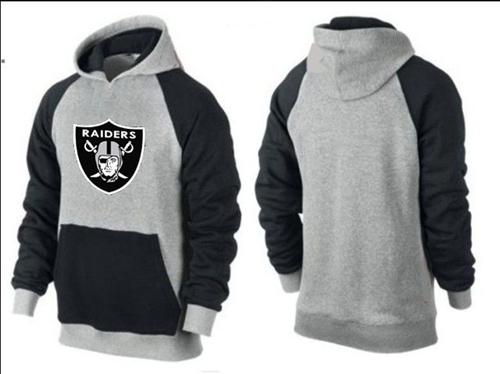 Oakland Raiders Logo Pullover Hoodie Grey & Blue