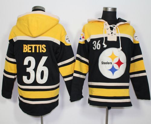 Nike Steelers #36 Jerome Bettis Black Sawyer Hooded Sweatshirt NFL Hoodie - Click Image to Close