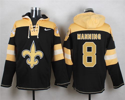 Nike Saints #8 Archie Manning Black Player Pullover NFL Hoodie