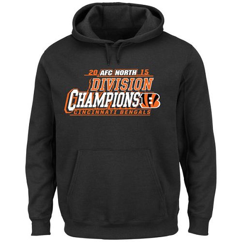 Men's Cincinnati Bengals Majestic Black 2015 AFC North Division Champions Pullover Hoodie