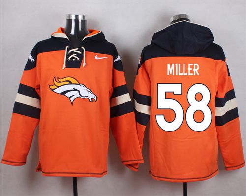 Nike Broncos #58 Von Miller Orange Player Pullover NFL Hoodie