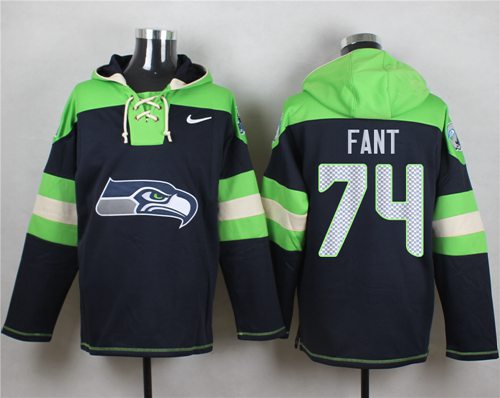 Nike Seahawks #74 George Fant Navy Blue Player Pullover NFL Hoodie