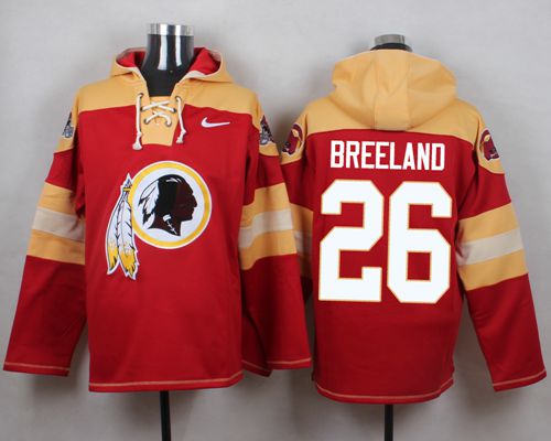 Nike Redskins #26 Bashaud Breeland Burgundy Red Player Pullover NFL Hoodie