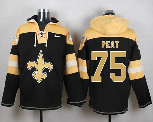 Nike Saints #75 Andrus Peat Black Player Pullover NFL Hoodie