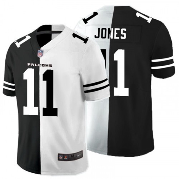 Men's Atlanta Falcons #11 Julio Jones Black White Split 2020 Stitched Jersey