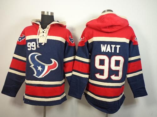 Nike Texans #99 J.J. Watt Blue Sawyer Hooded Sweatshirt NFL Hoodie