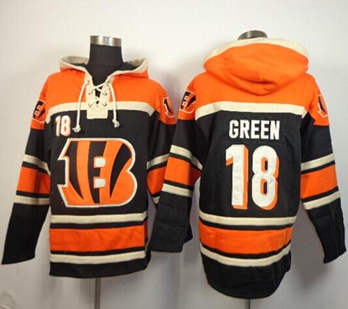 Nike Bengals #18 A.J. Green Black Sawyer Hooded Sweatshirt NFL Hoodie