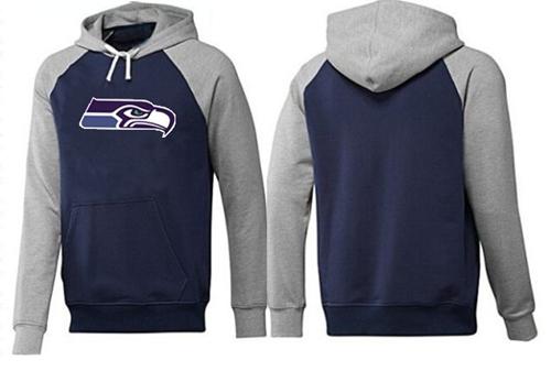 Seattle Seahawks Logo Pullover Hoodie Dark Blue & Grey