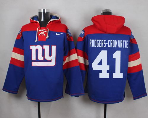 Nike Giants #41 Dominique Rodgers-Cromartie Royal Blue Player Pullover NFL Hoodie - Click Image to Close