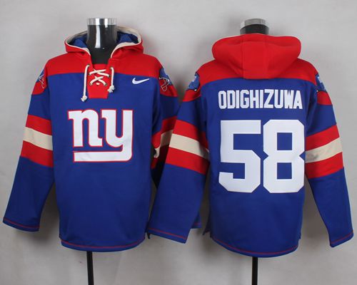 Nike Giants #58 Owa Odighizuwa Royal Blue Player Pullover NFL Hoodie