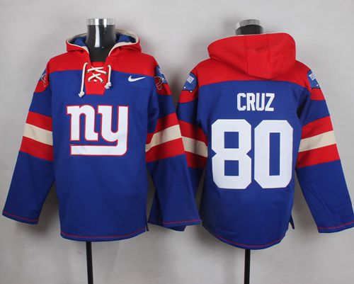 Nike Giants #80 Victor Cruz Royal Blue Player Pullover NFL Hoodie