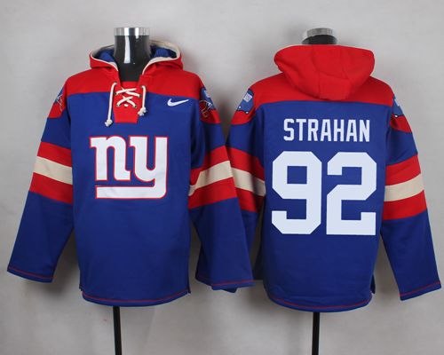 Nike Giants #92 Michael Strahan Royal Blue Player Pullover NFL Hoodie