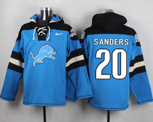 Nike Lions #20 Barry Sanders Blue Player Pullover NFL Hoodie