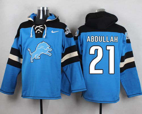 Nike Lions #21 Ameer Abdullah Blue Player Pullover NFL Hoodie