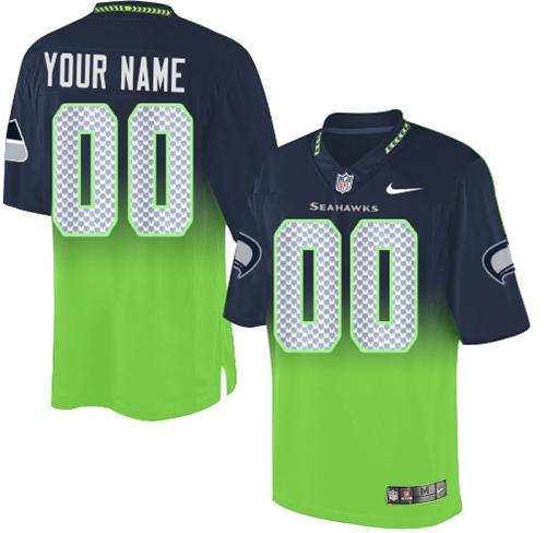 Men's Seattle Seahawks ACTIVE PLAYER Steel Blue/Green Men's Stitched Fadeaway Fashion NFL Jersey