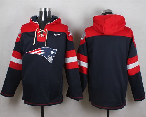 Nike Patriots Blank Navy Blue Player Pullover NFL Hoodie - Click Image to Close