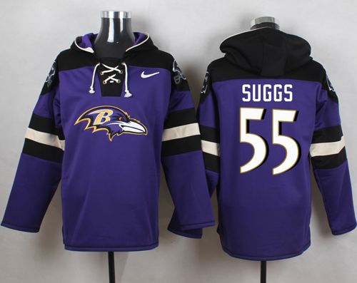 Nike Ravens #55 Terrell Suggs Purple Player Pullover NFL Hoodie