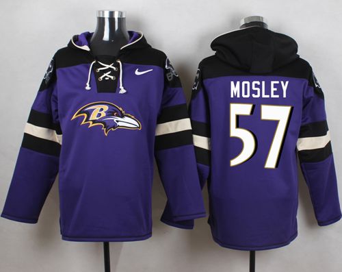 Nike Ravens #57 C.J. Mosley Purple Player Pullover NFL Hoodie