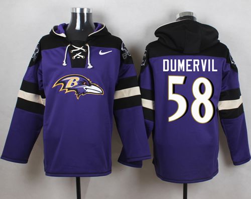 Nike Ravens #58 Elvis Dumervil Purple Player Pullover NFL Hoodie