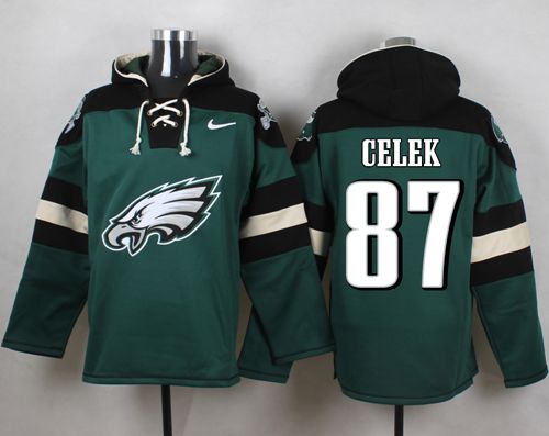 Nike Eagles #87 Brent Celek Midnight Green Player Pullover NFL Hoodie