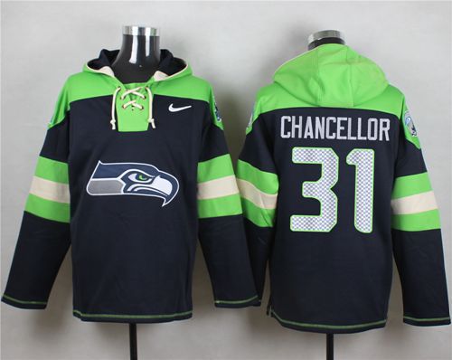 Nike Seahawks #31 Kam Chancellor Steel Blue Player Pullover NFL Hoodie